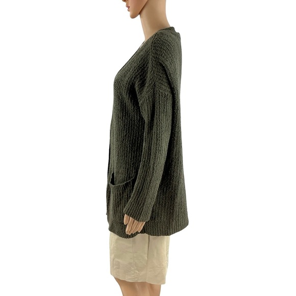 Eileen Fisher Textured Knit Cardigan Olive Green Relaxed Fit Size S - Picture 4 of 7